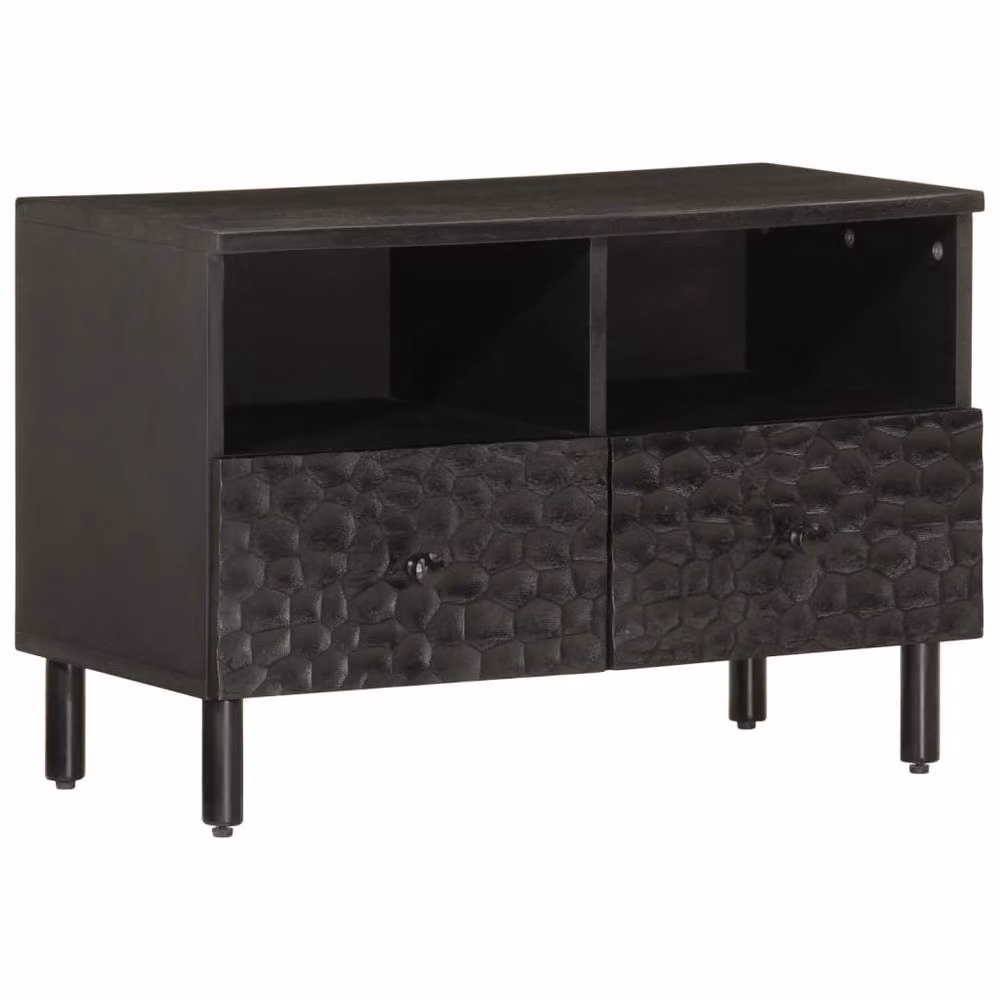 Berkfield Home Black Mango Wood Industrial TV Cabinet W/D/H: 70 x 33 x 46 cm – 2