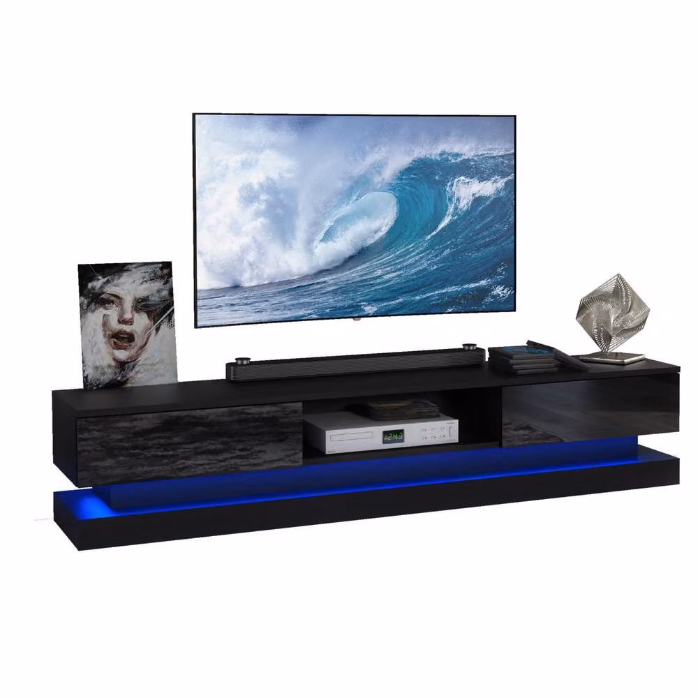 Creative Furniture Bloom Modern Black Glossy TV Unit W: 180 cm, H: 36 cm, D: 35 cm – 3