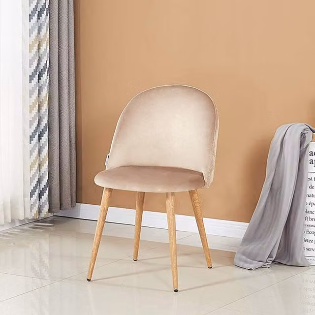 Life Interiors Lucia Velvet Dining Chair in Brown and Beige