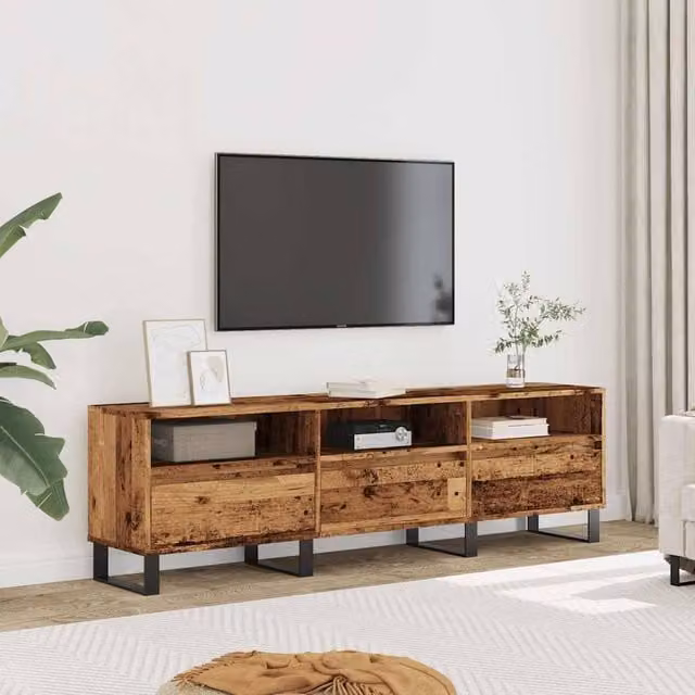 Berkfield Home Industrial Style TV Cabinet in Brown Old Wood, W: 150 cm, D: 30 cm, H: 44.5 cm