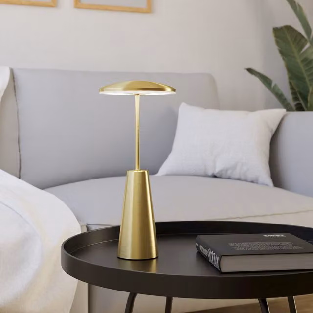 Eglo Piccola Gold LED Rechargeable Touch Table Light in Brown and Gold/Brass