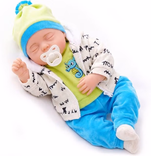 BiBi Doll Sleeping Baby Boy with Sounds Dummy Seabiscuit - Blue