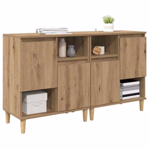 vidaXL Set of 2 Modern Sideboards in Brown Engineered Wood, W/D/H: 60 x 35 x 70 cm – 1