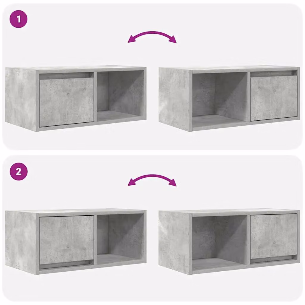 Berkfield Home 2-Piece TV Cabinets in Concrete Grey, Engineered Wood, W: 60 cm, D: 31 cm, H: 25.5 cm – 3