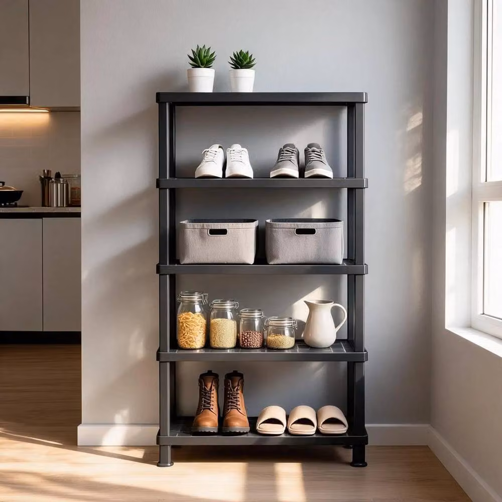 FORGEVIO 5 Tier Black Plastic Storage Shelving Unit – 2