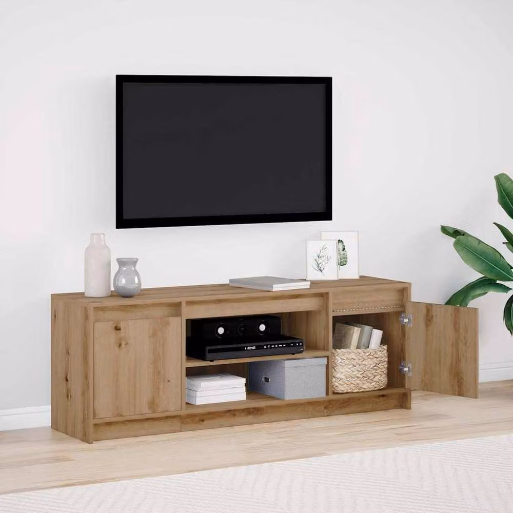 Berkfield Home Modern TV Cabinet with LED in Artisan Oak, Brown, W/D/H: 139.5 x 34 x 50 cm – 2