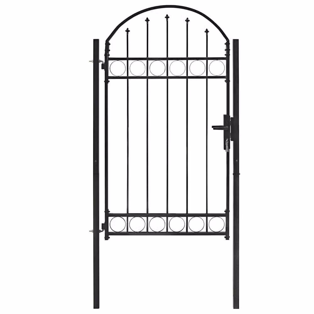 Berkfield Home Steel Arched Top Fence Gate, Black, W: 100 cm, H: 175 cm – 4