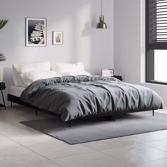 Berkfield Home Bed Frame in Black, Engineered Wood, W/D/H: 140 x 190 cm – 1