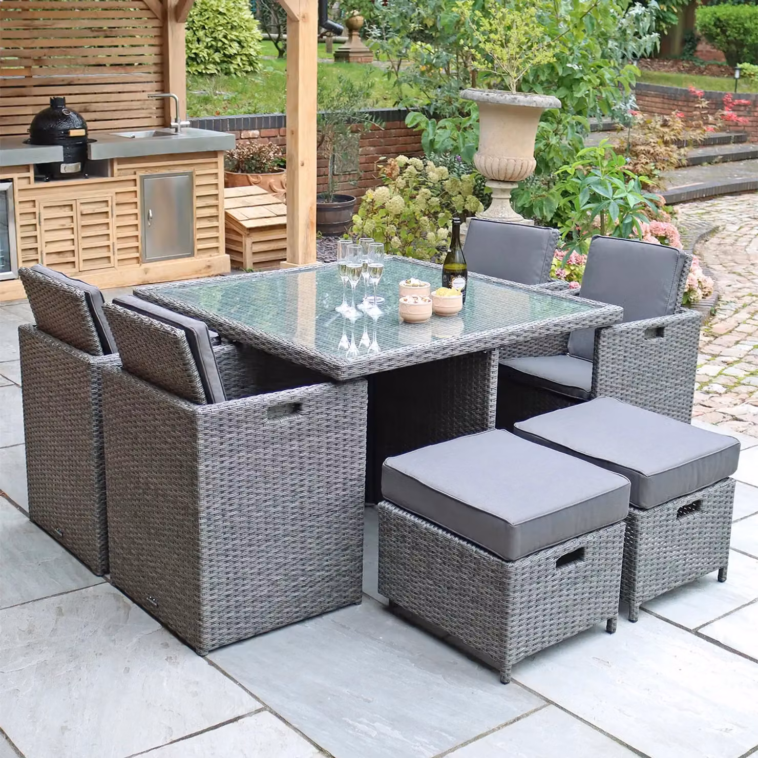 Royalcraft Paris 8 Seater Grey Rattan and Aluminium Cube Set – 2