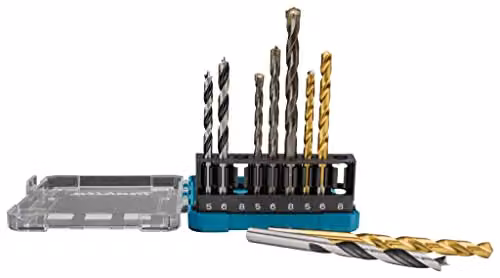 Makita D-71962 Multicolour Drill Bit Set of 9 with Case, including 3 Ironwork, 3 Woodworking and 3 Concrete Drill Bits – 4