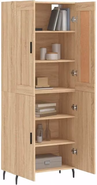 Berkfield Home Sonoma Oak Highboard in Brown, W/D/H: 69.5 x 34 x 180 cm