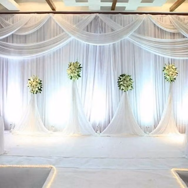 SPETLEK Silk Backdrop Drapes Curtain in White, W: 300 cm, H: 300 cm