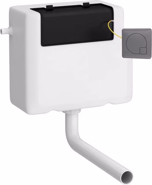 Balterley Universal Concealed Dual Flush Water Saving System with Square Push Button in Brushed Pewter and White