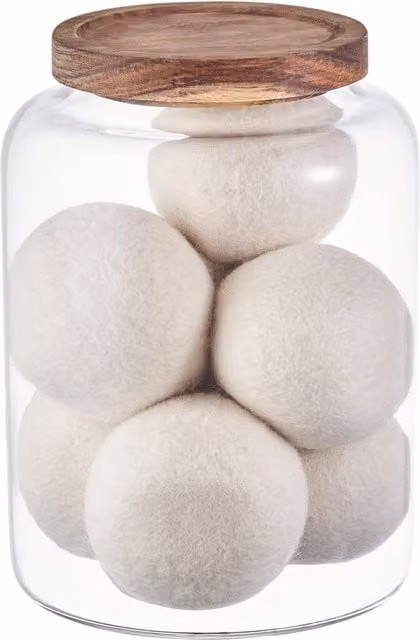 Eden & Willow Large Wide Mouth Glass Storage Jar with Acacia Wood Lid, Transparent, 2.5l