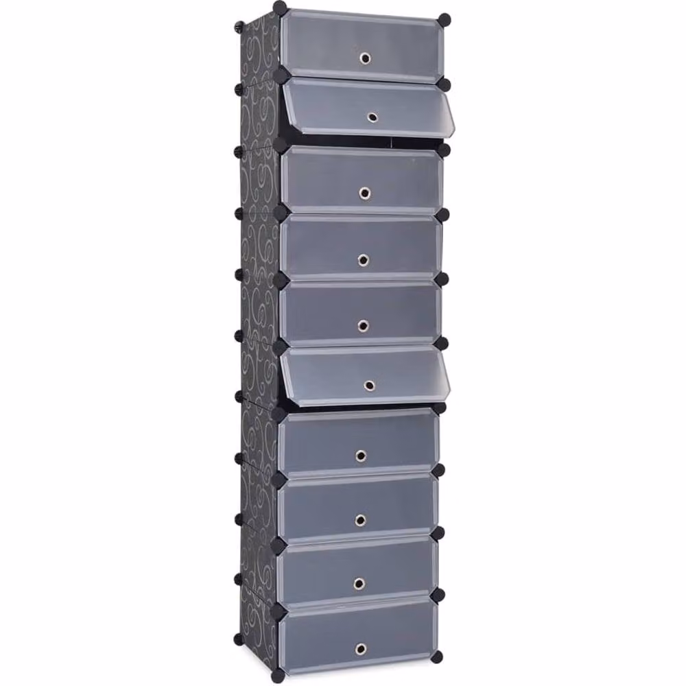 Berkfield Home Interlocking Shoe Organiser with 10 Compartments, Black – 2