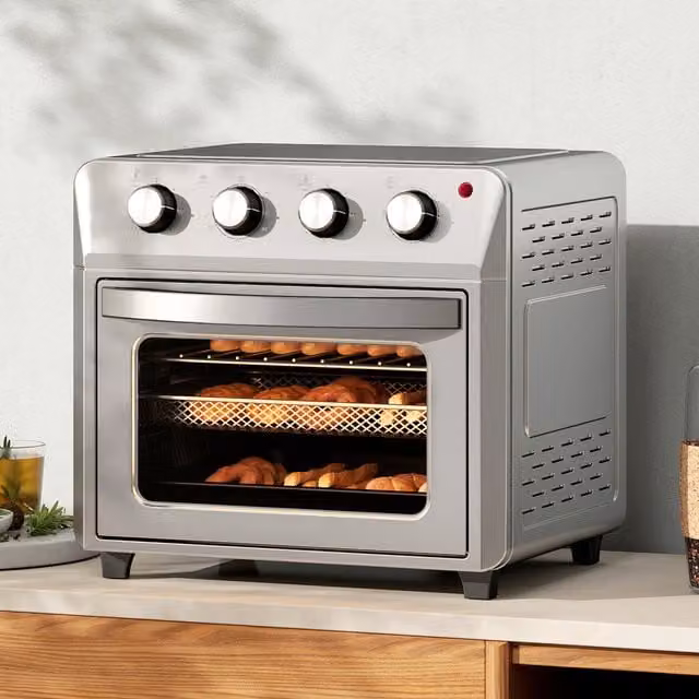 HOMCOM 24L Silver Stainless Steel Air Fryer Oven