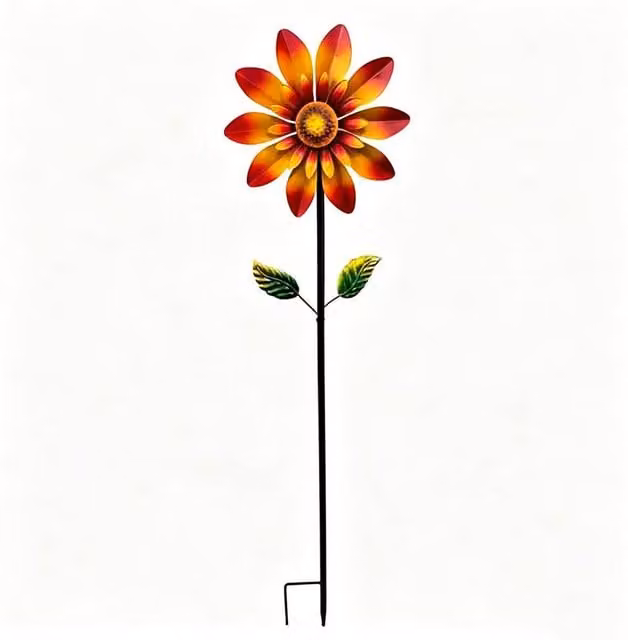 Quipulse Style 6 Simulated Sunflower Rotating Windmill Ornament in Yellow and Multicolour Metal