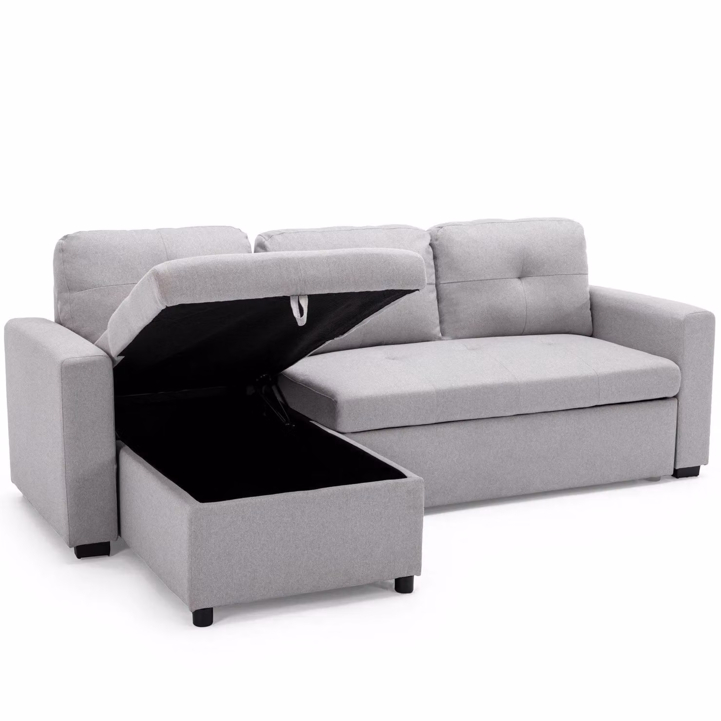 More4Homes Newport Reversible Fabric Corner 3 Seater Sofa Bed with Storage in Light Grey W/D/H: 228.5 x 147.5 x 86 cm – 2