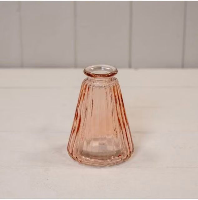 KDMD Rose Ribbed Glass Tabletop Bottle in Pink