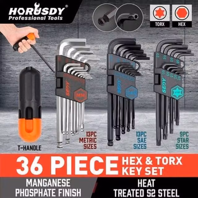 SPETLEK 36-Piece Allen Key, Star, Torx and Hex Wrench Security Bit Kit, Multicolour – 1
