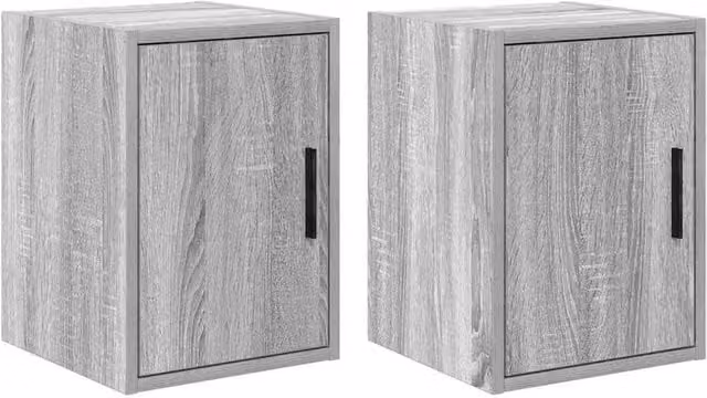 Berkfield Home Set of 2 Wall Mounted Garage and Workshop Cabinets in Grey Sonoma Matt Engineered Wood
