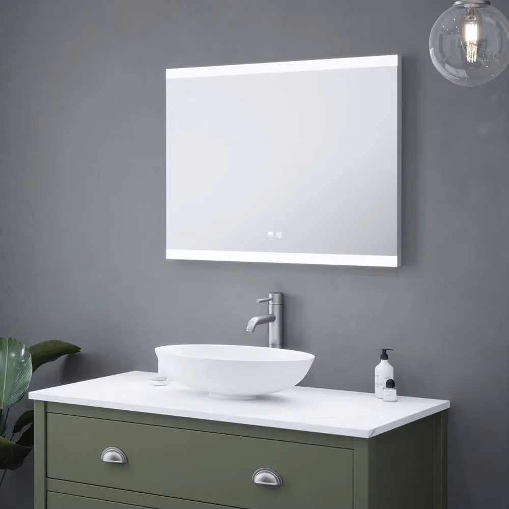 Loops Black Rectangular LED Bathroom Mirror with Bluetooth Speaker, IP44 Demister and Dimmable Tunable White, W: 80 cm, H: 60 cm – 3