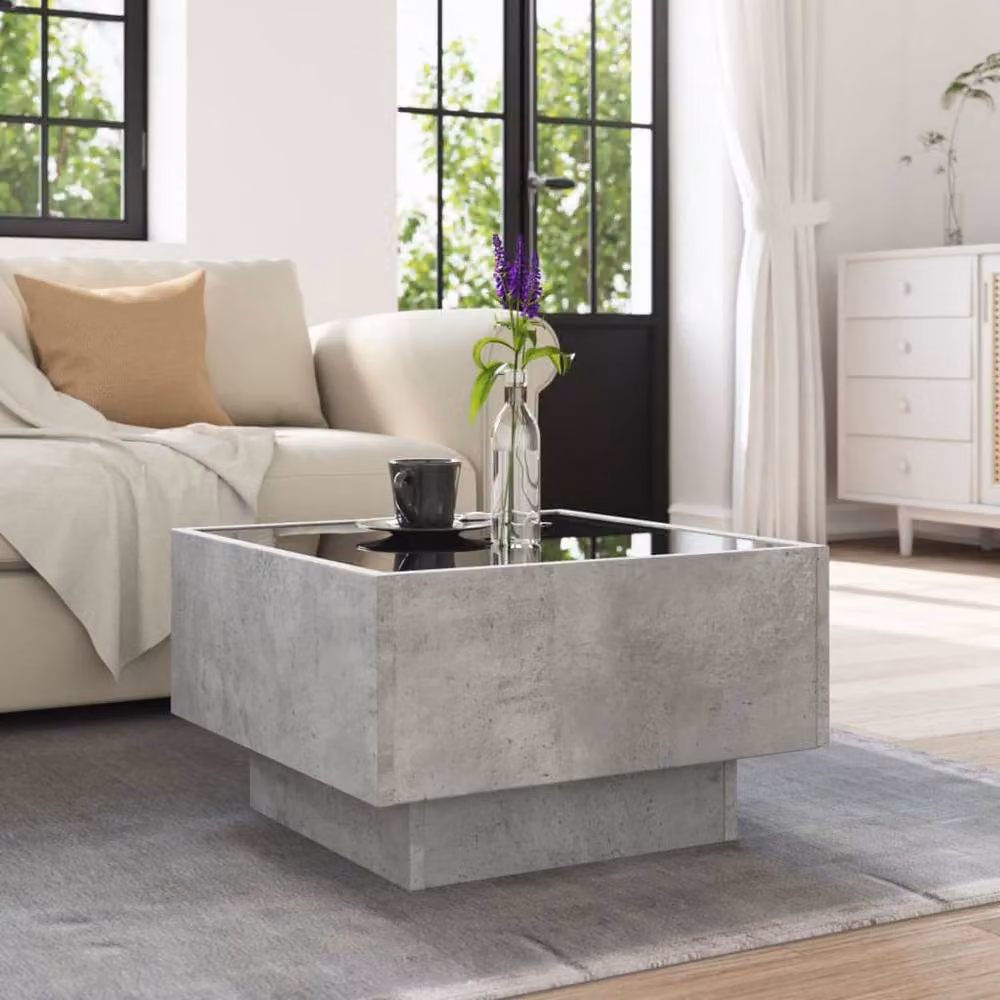 Berkfield Home Decorative LED Coffee Table in Concrete Grey, W/D/H: 50 x 50 x 30 cm – 3