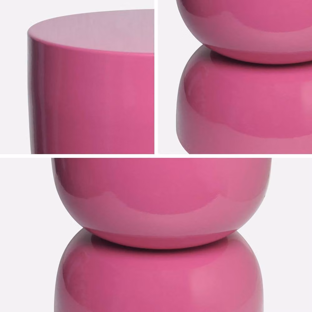 sweeek Round Metal Coffee Table, Side Table or Bedside Table with Glossy Pink Finish, W/D/H: 42.0 x 75.0 x 32.0 cm – 4