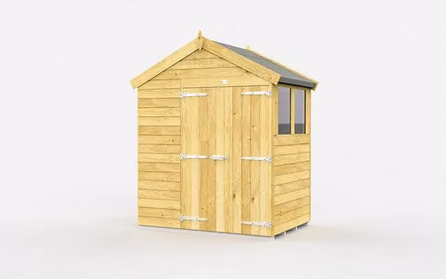 Buttercup Farm Brown Apex Wooden Garden Shed with Double Doors and Windows W/D/H: 175 x 127 x 217 cm