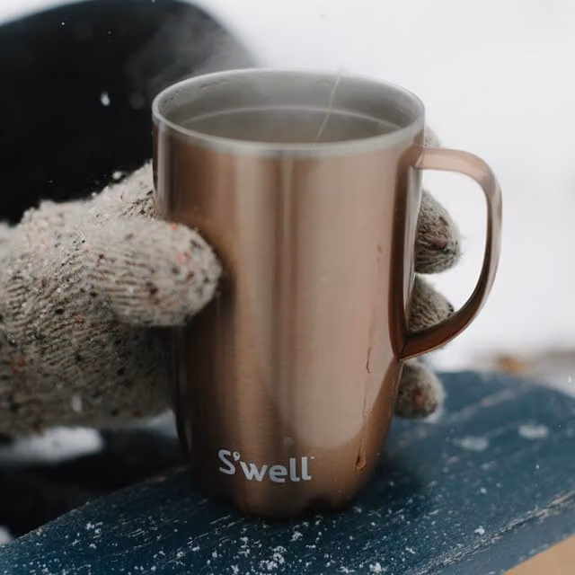 S'well Pyrite Stainless Steel Mug with Lid and Handle, 350ml, Gold