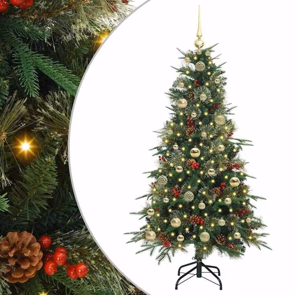 Berkfield Home Artificial Hinged Christmas Tree in Green, Height: 150 cm – 1