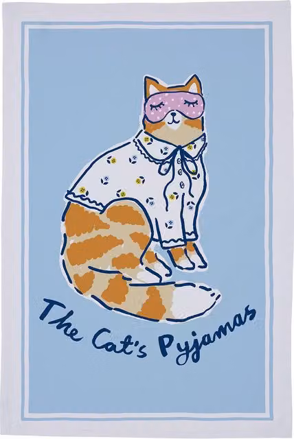 Ulster Weavers Cats Pyjamas Multicolour Graphic Print 100% Cotton Tea Towel