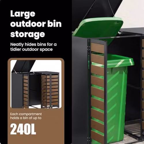 vidaXL Wheelie Bin Storage for 2 Bins in Anthracite Steel – 6
