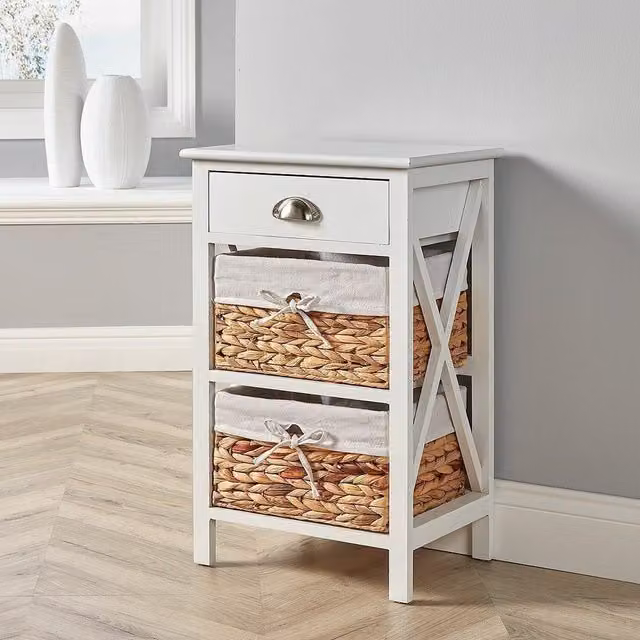 Home Source Dartmouth 2 Drawer Chest Storage Unit in White and Grey