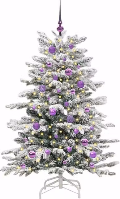 Berkfield Home Elegant Artificial Hinged Christmas Tree, White, Height: 150 cm