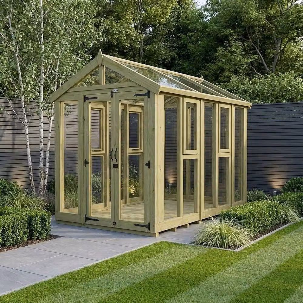 Buttercup Farm Apex Glass Greenhouse in Brown with Pressure Treated Timber – 2