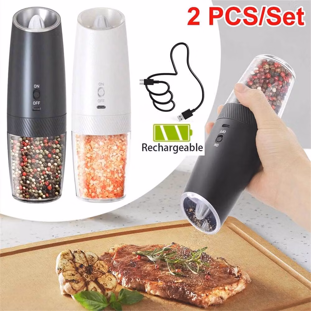 Nordara Set of 2 Rechargeable Electric Salt and Pepper Grinders in Black – 3