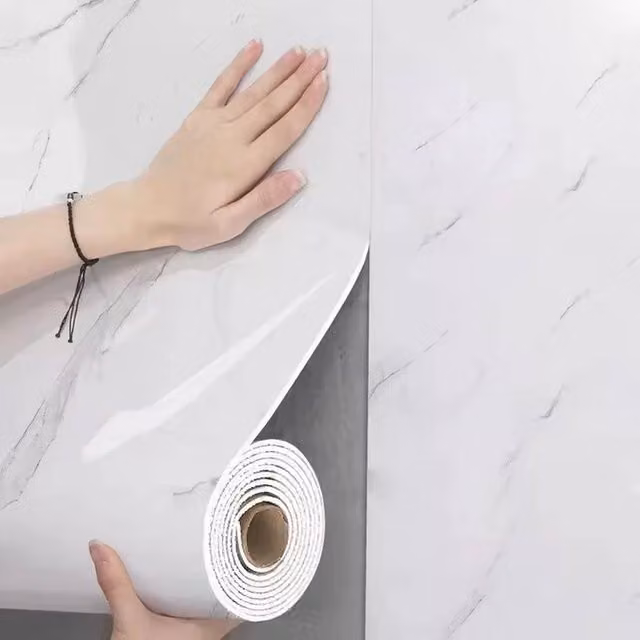 FLAVORA 3M Marble Wall Sticker Self Adhesive Waterproof in White, 0.6m2