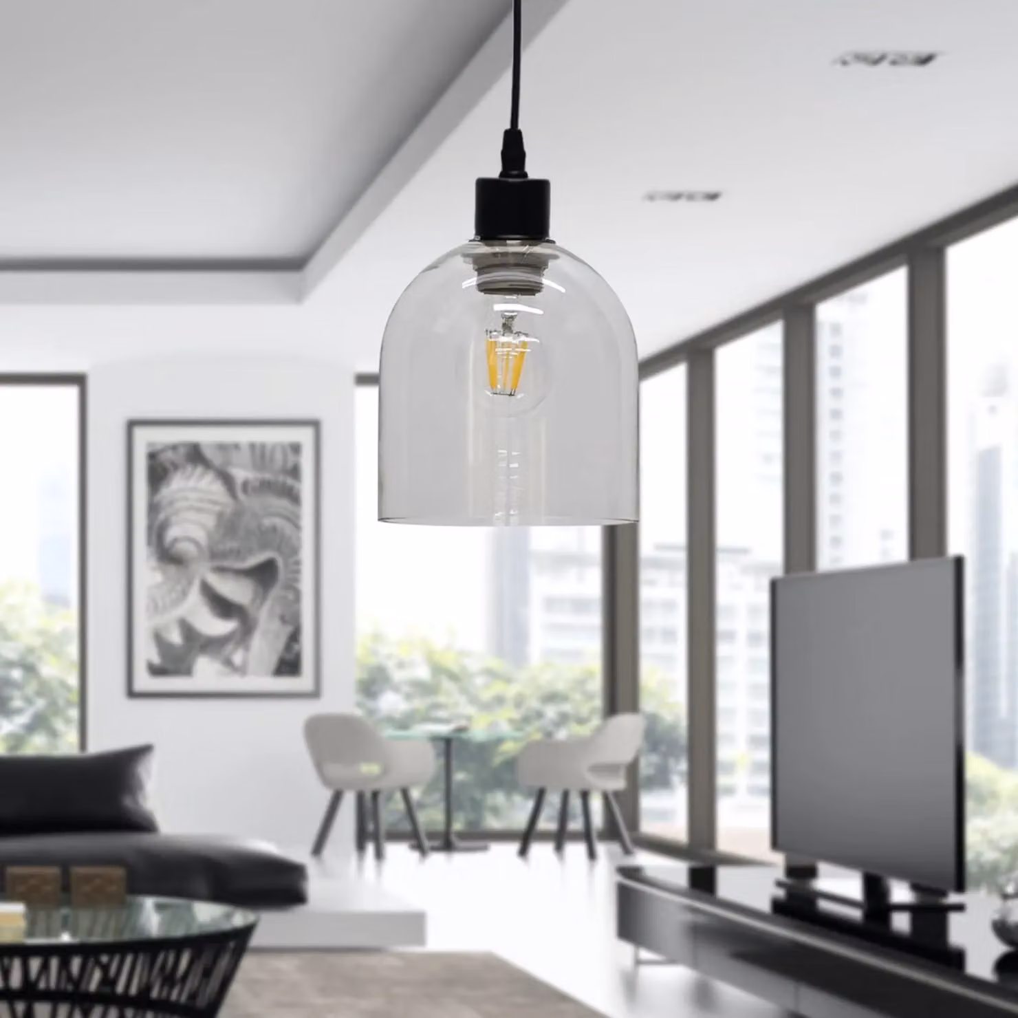 First Choice Lighting Belten Set of 2 Transparent Glass Cloche Easy Fit Pendant Shades – 2