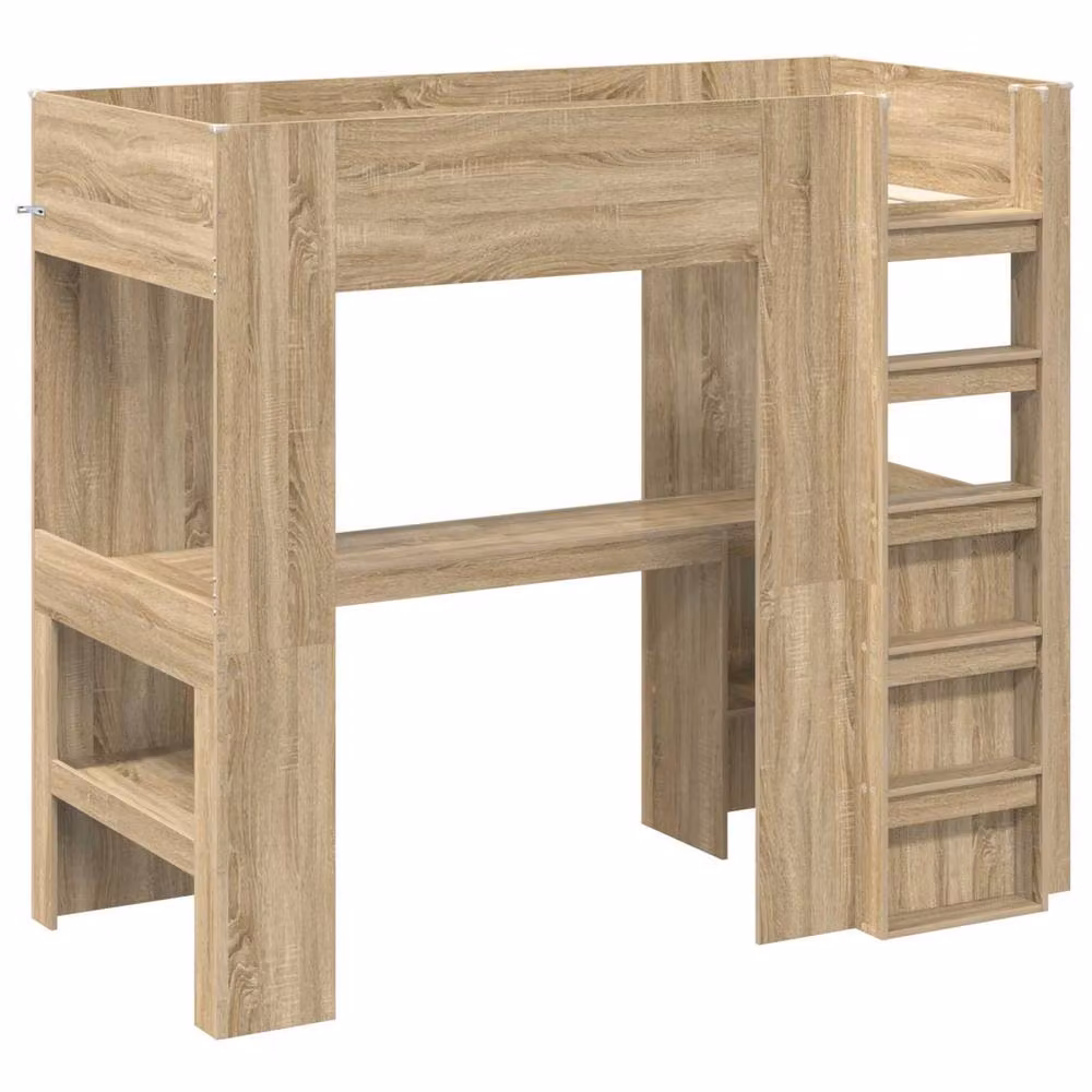 Berkfield Home Loft Bed Frame with Desk in Sonoma Oak Brown, W/D/H: 190 x 90 x 175 cm (Engineered Wood) – 2
