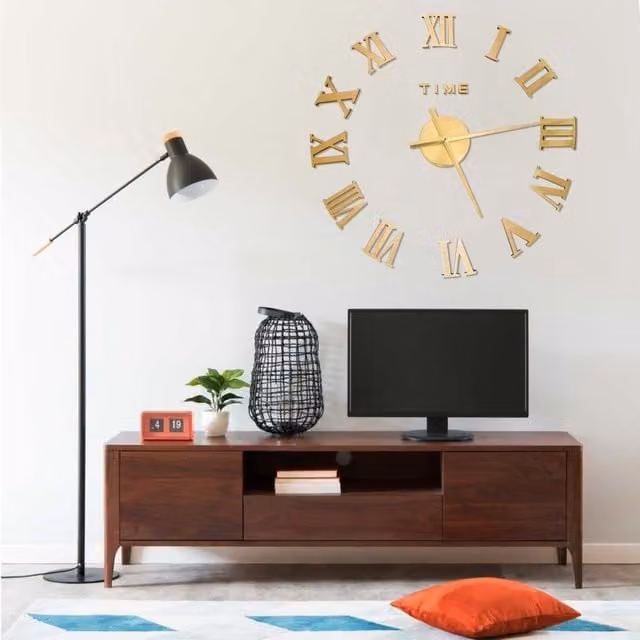 Berkfield Home Modern Gold 3D Geometric Metal Wall Clock, Diameter: 100 cm – 1