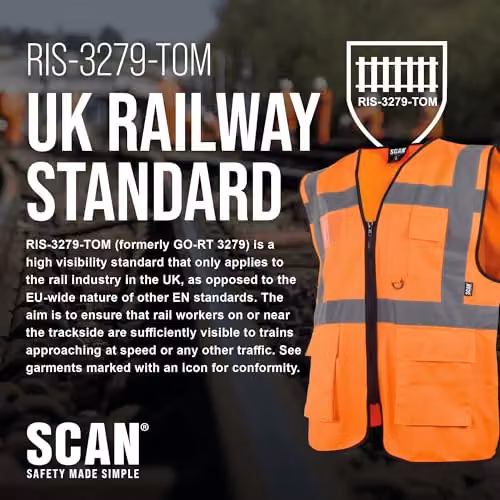 Scan Hi-Vis Class 2 Utility Vest Waistcoat in Orange, Size XL, EN ISO 20471 Compliant – 3
