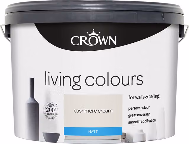 Crown Living Colours Matt Emulsion Dispersion Paint in Beige, 10 l