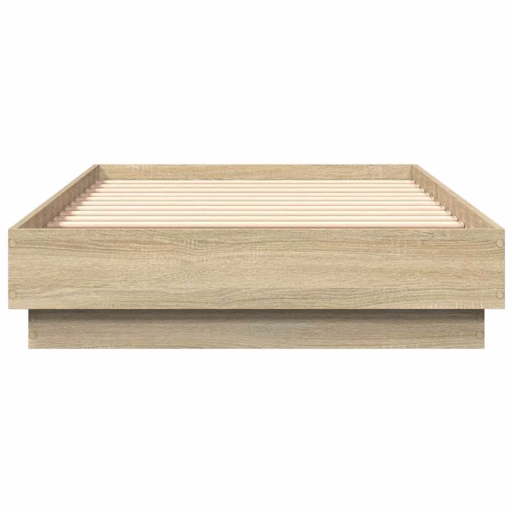 Berkfield Home Single Bed Frame in Sonoma Oak with LED Lights and USB Charging Port, Brown, W/D/H: 90 x 190 cm – 4