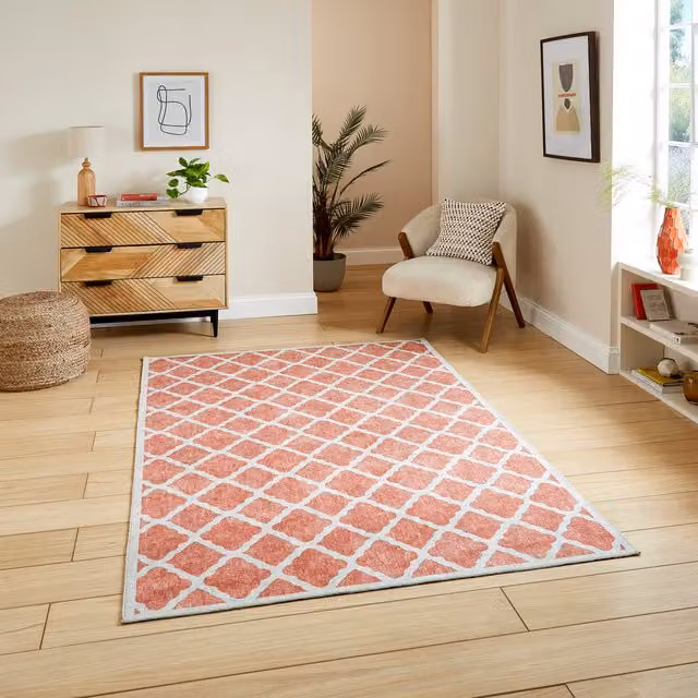 Terrys Modern Geometric Flat Weave Rectangular Rug in Orange