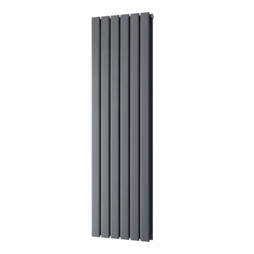 UK Radiators Typhoon Anthracite Flat Tube Vertical Designer Double Panel Steel Radiator, W: 40.8 cm, H: 140.0 cm – 2