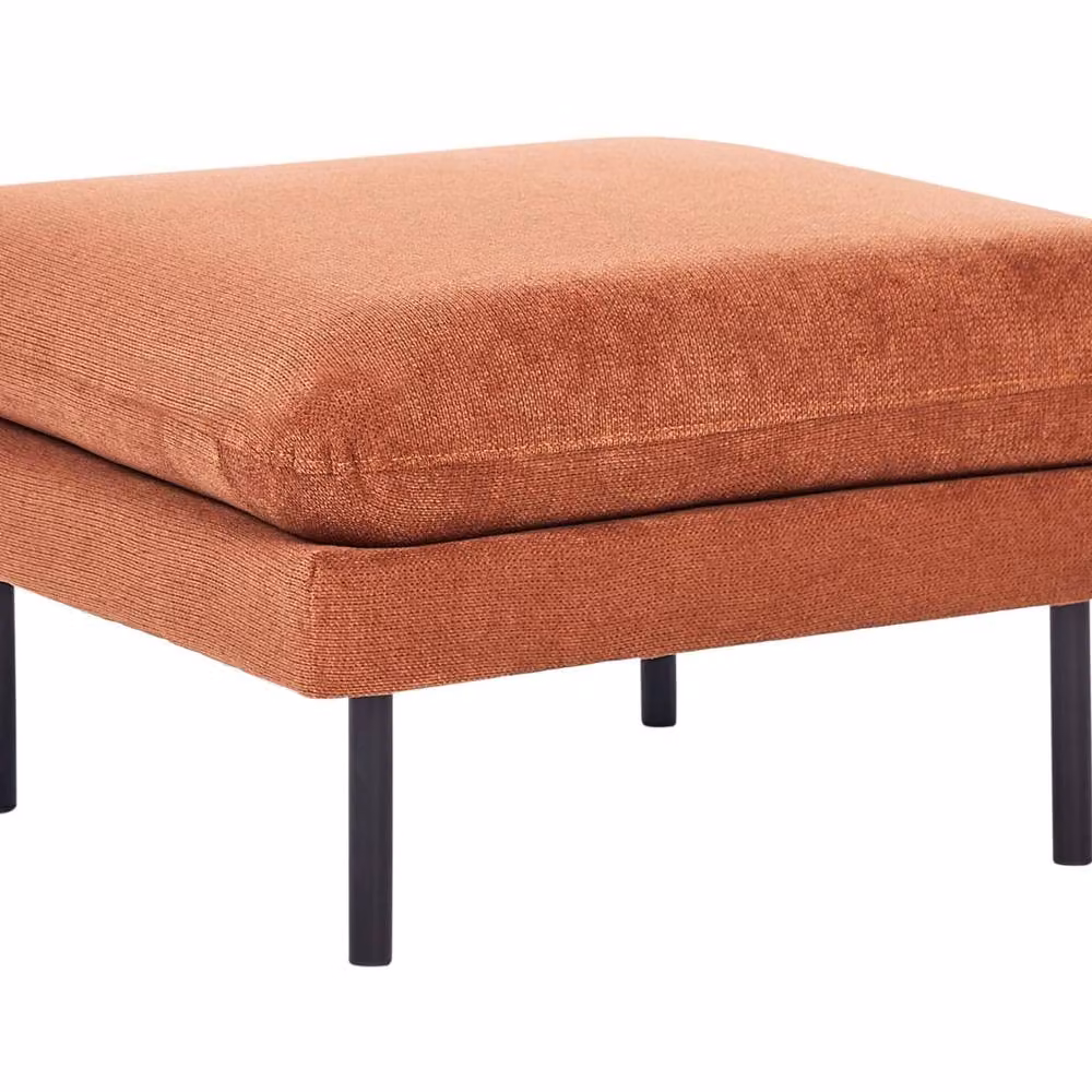 Wyld and Coco Ottoman Footstool in Brown and Orange Chenille with Metal Frame – 2