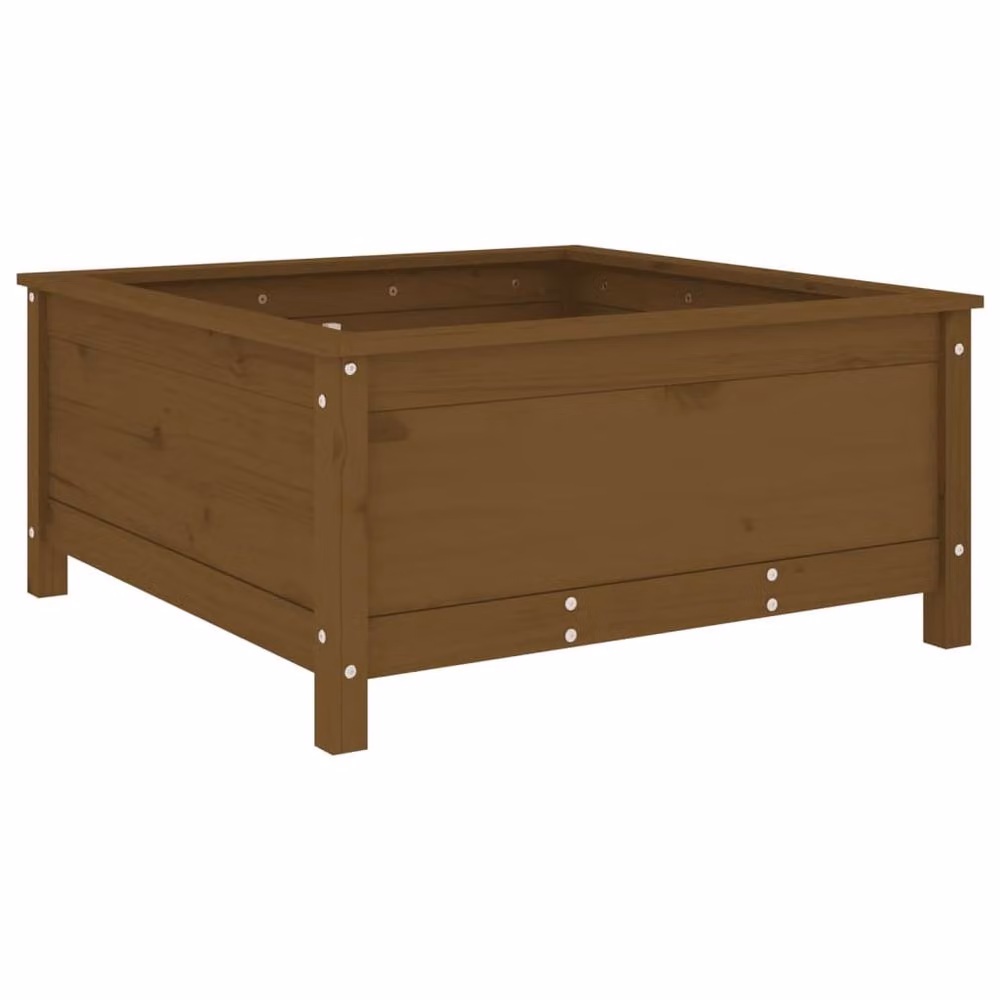 Berkfield Home Beautiful Garden Planter Tub in Brown Solid Wood, W/D/H: 82.5 x 82.5 x 39 cm – 3
