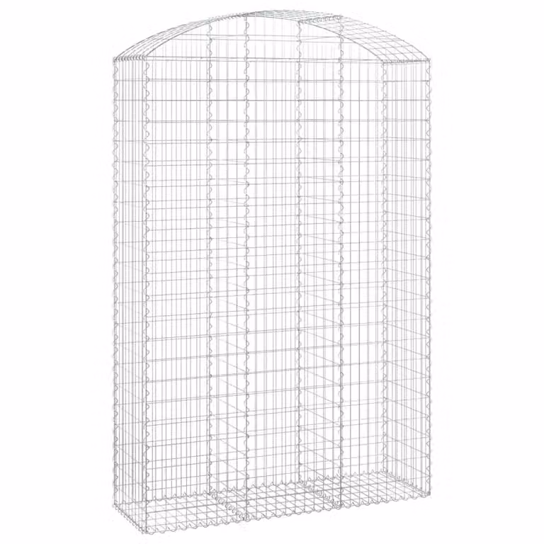 Berkfield Home Arched Gabion Basket in Silver Galvanised Steel, W: 150 cm, D: 50 cm, H: 220-240 cm