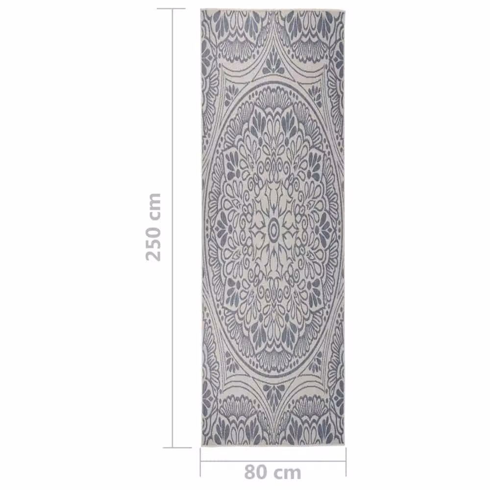 Berkfield Home Blue Patterned Outdoor Flatweave Rug, UV Resistant Polypropylene, W: 80 cm x L: 250 cm – 3